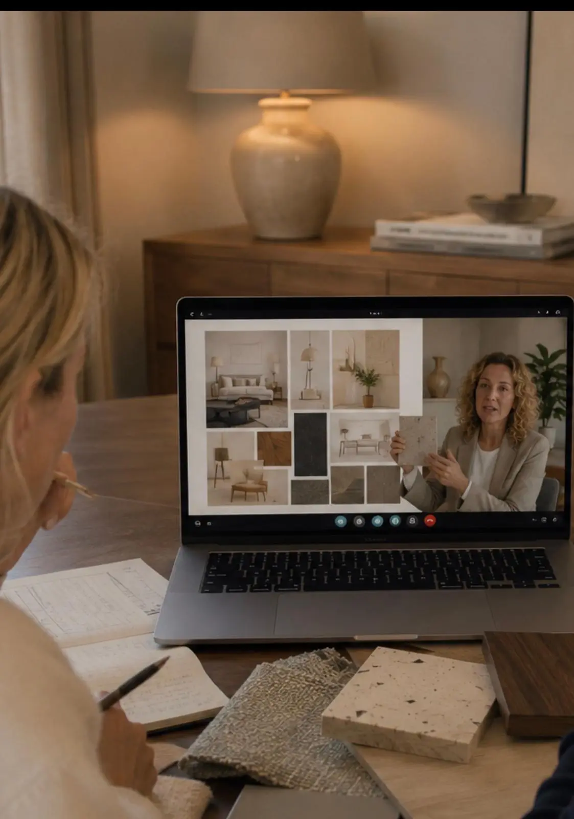 Overseas clients reviewing a curated mood board remotely